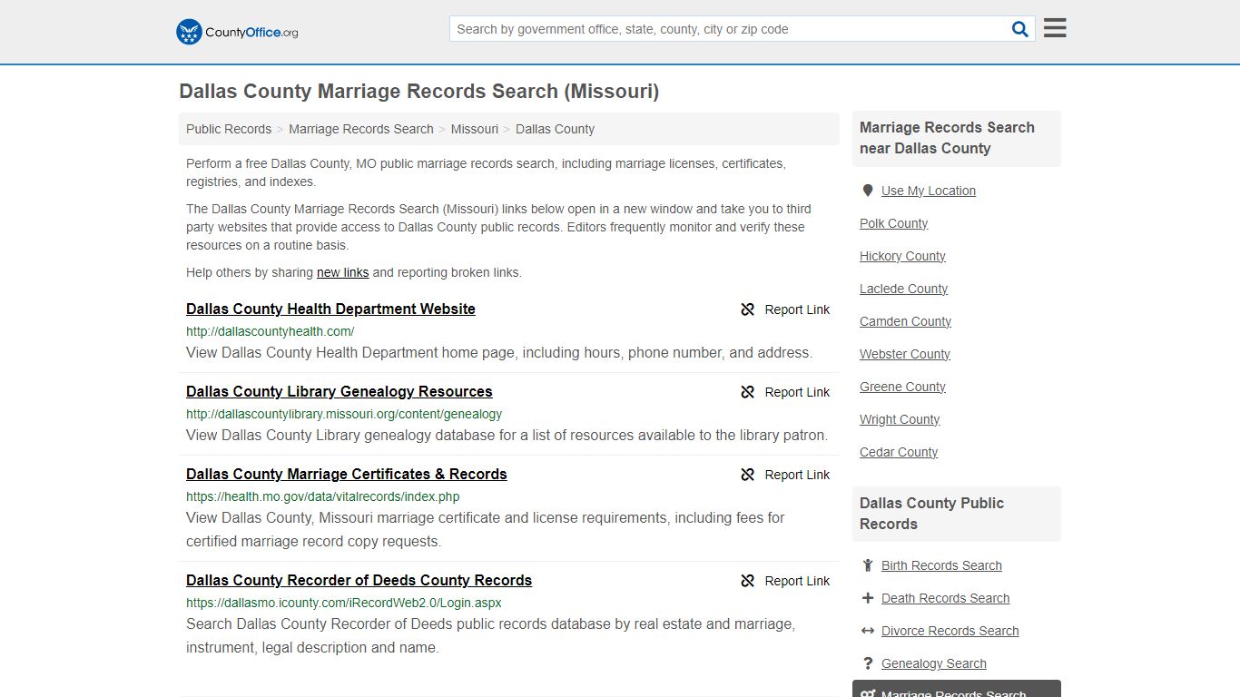 Dallas County Marriage Records Search (Missouri) - County Office